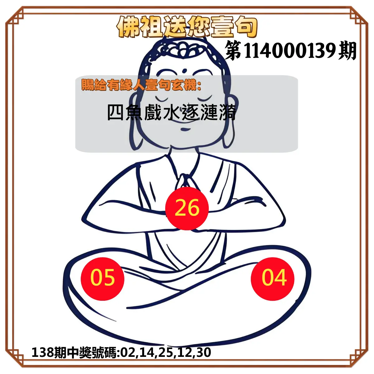 今彩539第114000139期佛祖送您壹句