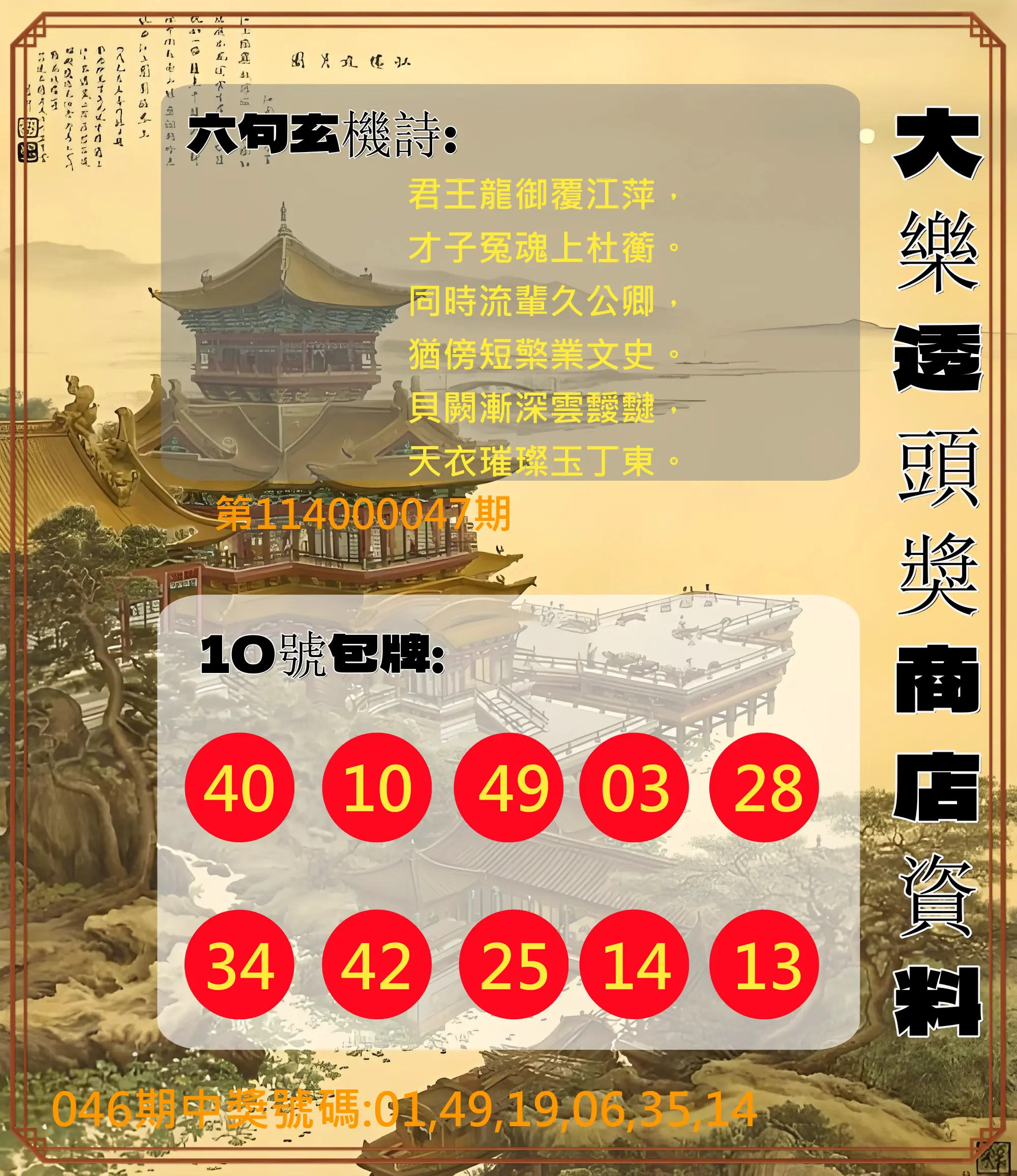 大樂透第114000047期大樂透頭獎商店資料