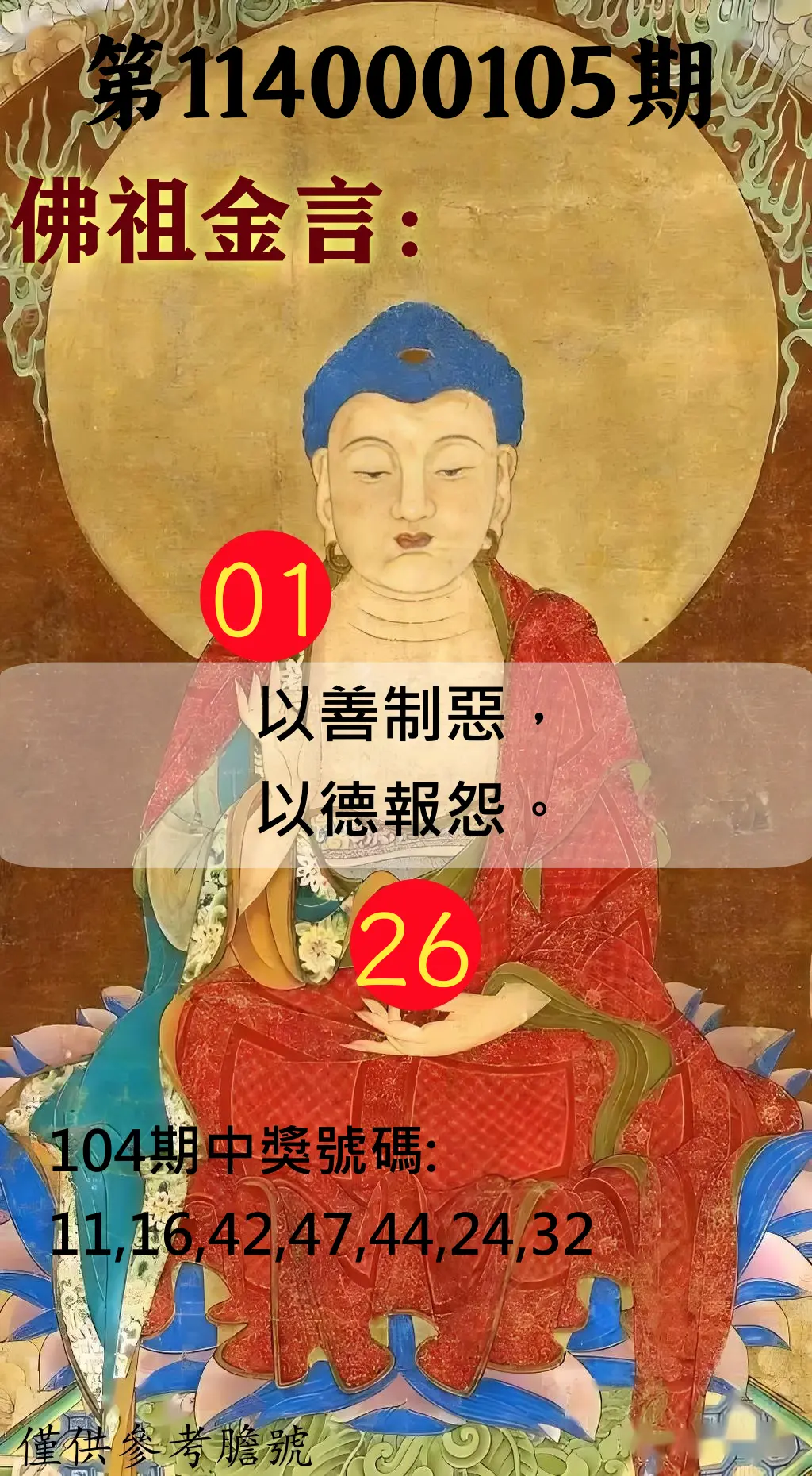 大樂透第114000105期(11/14)佛祖金言