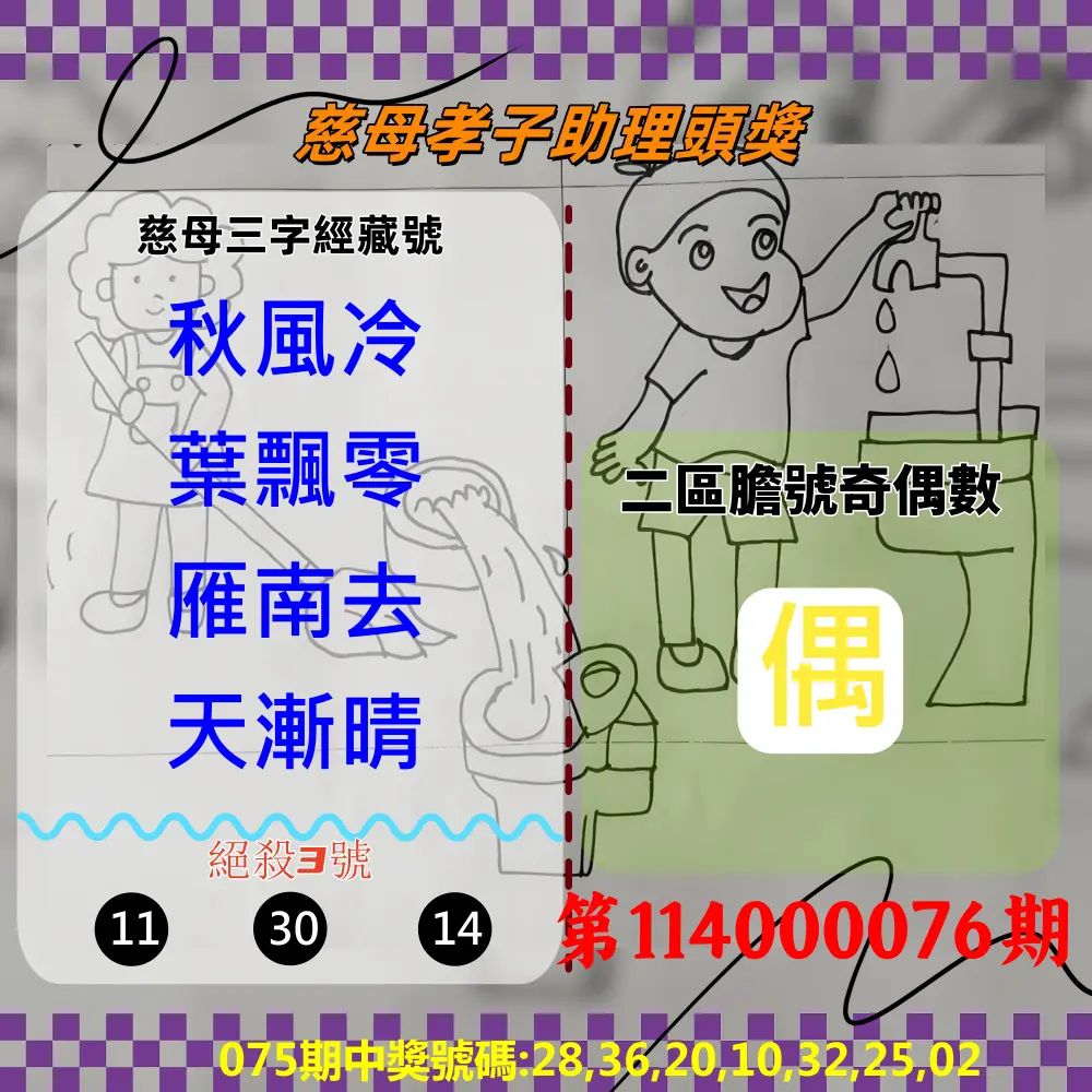 威力彩第114000076期(09/22)慈母孝子助理頭獎