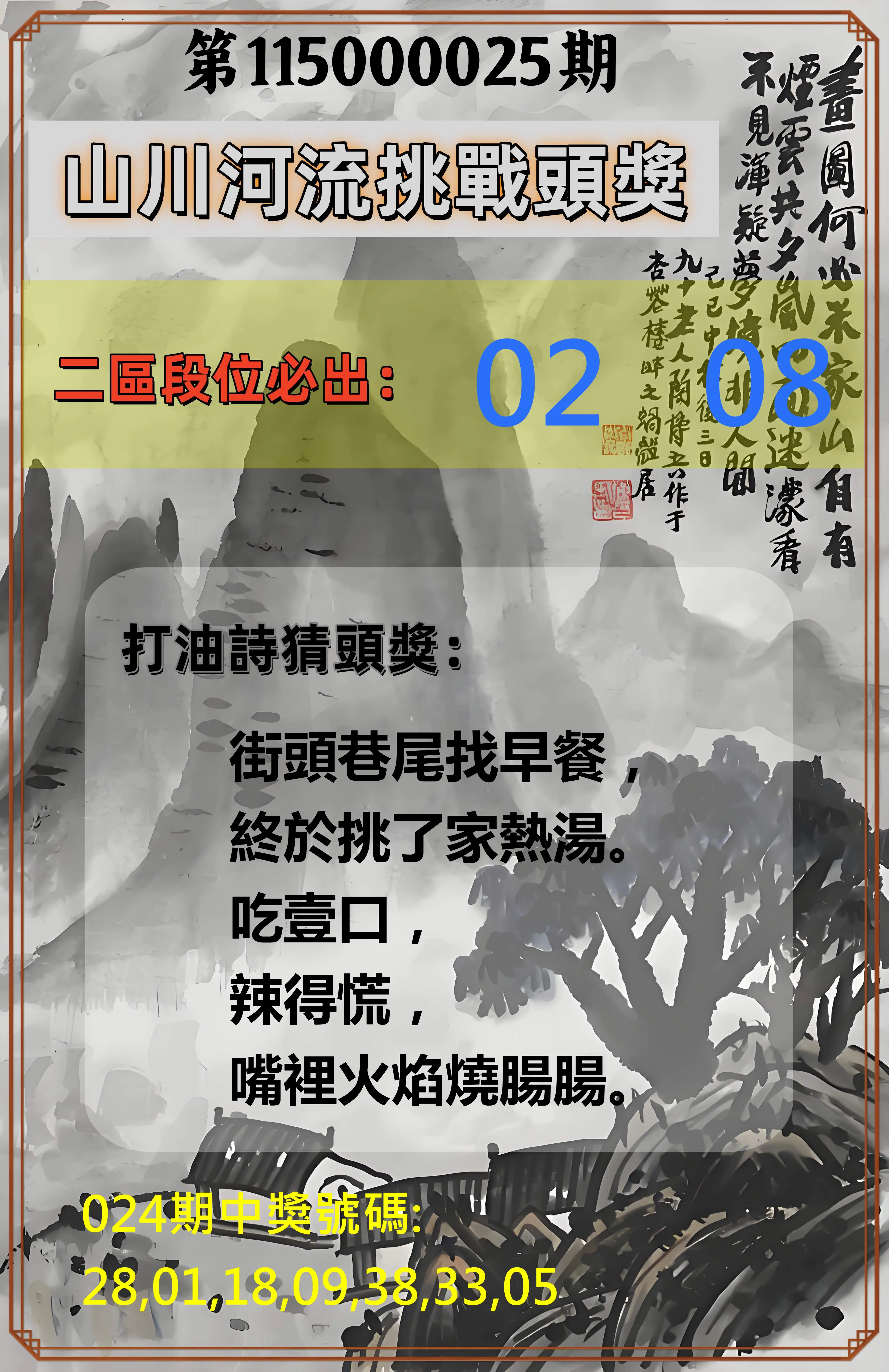 威力彩第115000025期(03/26)山川河流挑戰頭獎