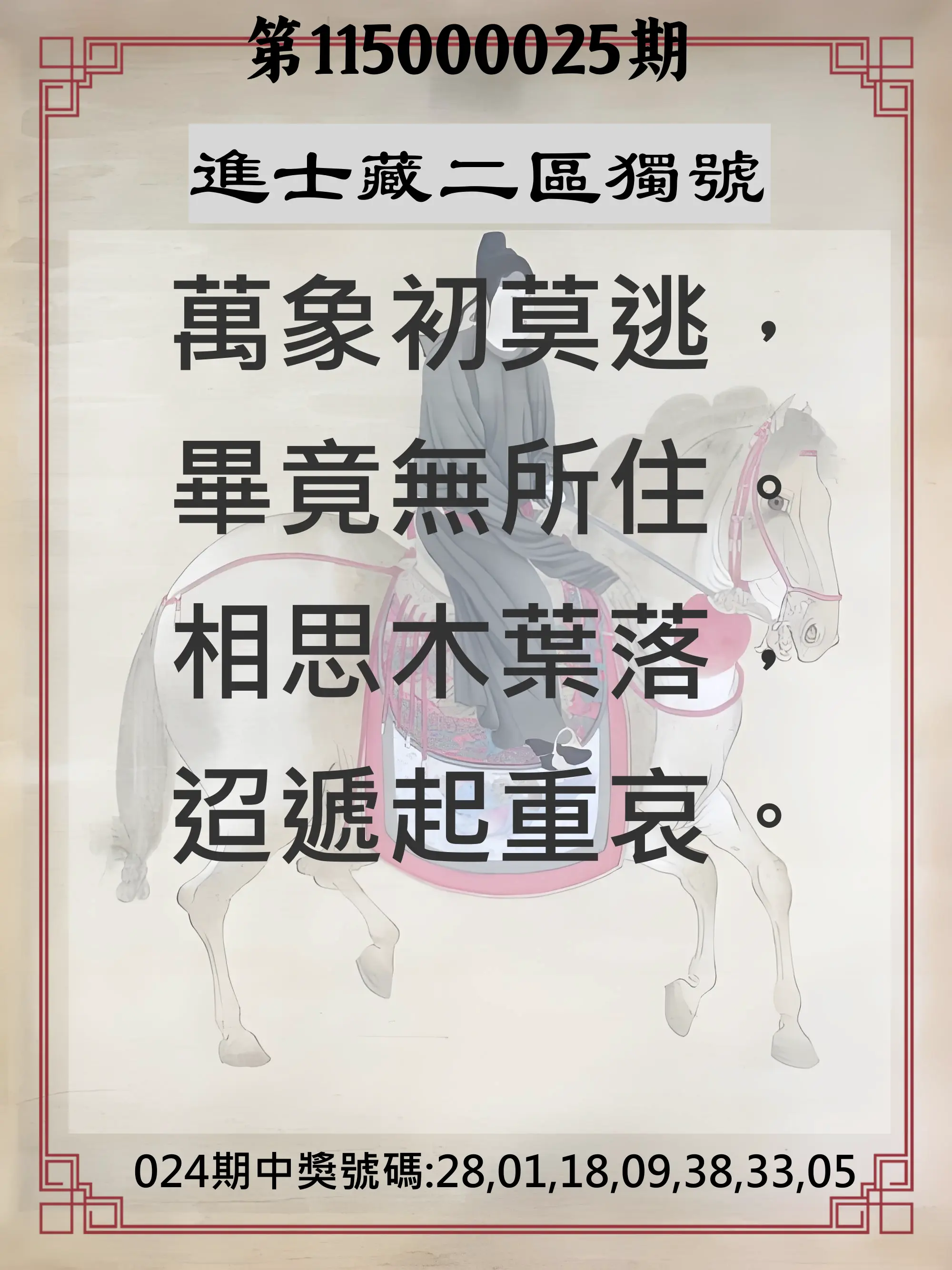 威力彩第115000025期(03/26)進士藏二區獨號