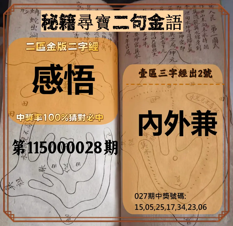 威力彩第115000028期(04/06)秘籍尋寶二句金語