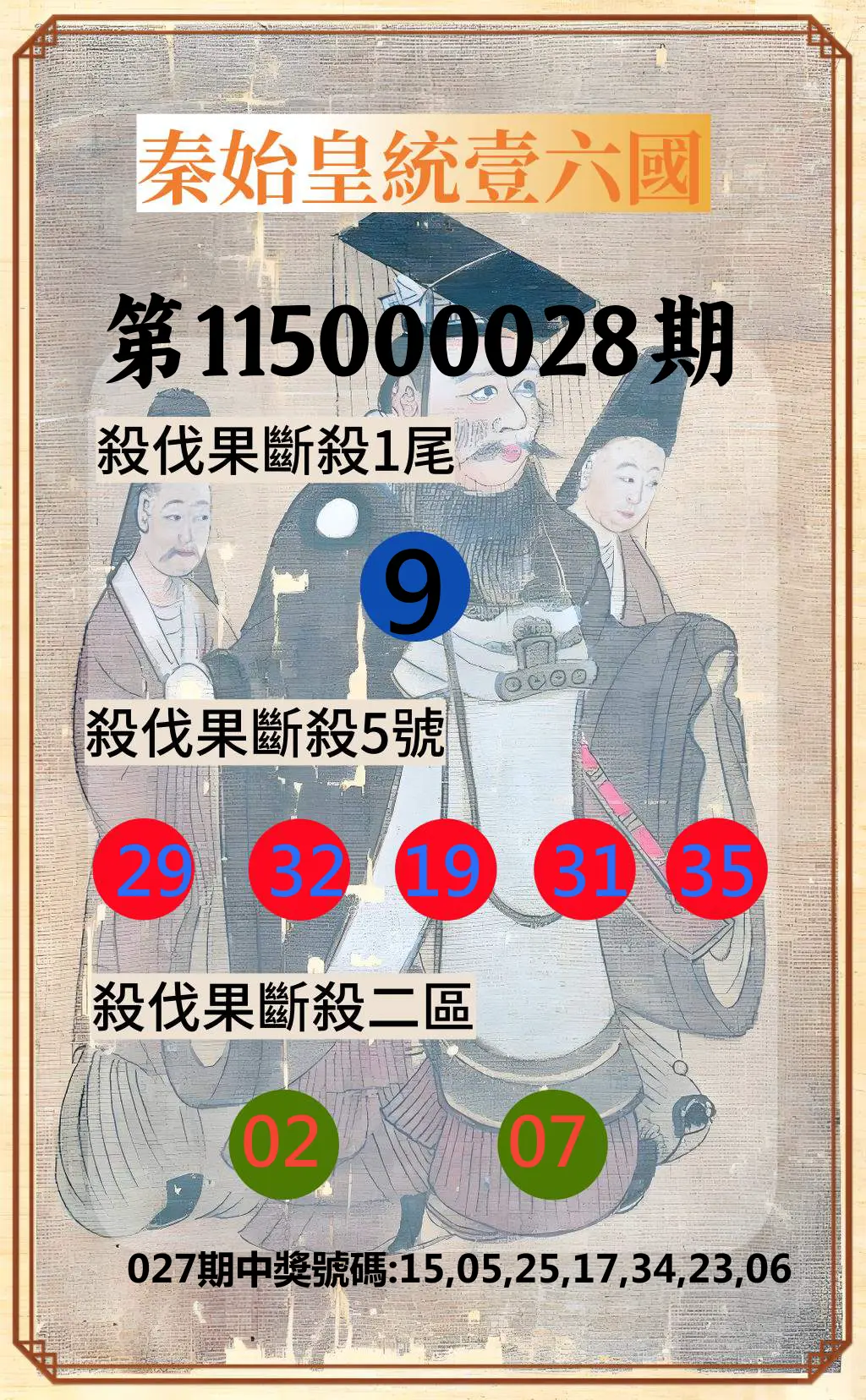 威力彩第115000028期(04/06)秦始皇統壹六國