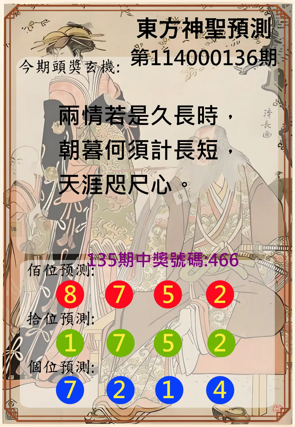 3星彩第114000136期東方神聖預測