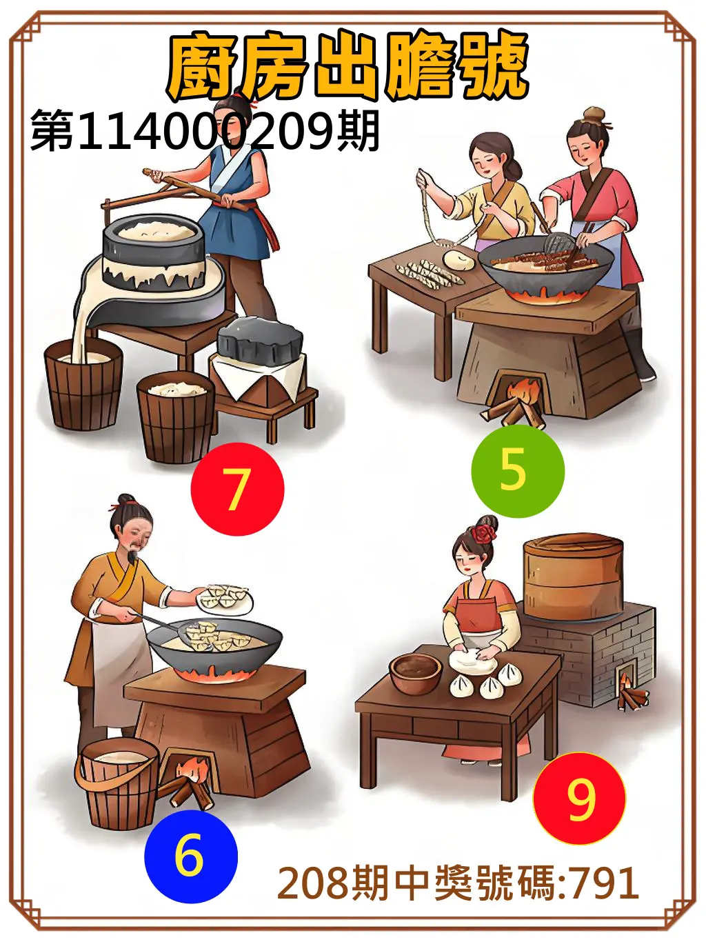 3星彩第114000209期(08/28)廚房出膽號