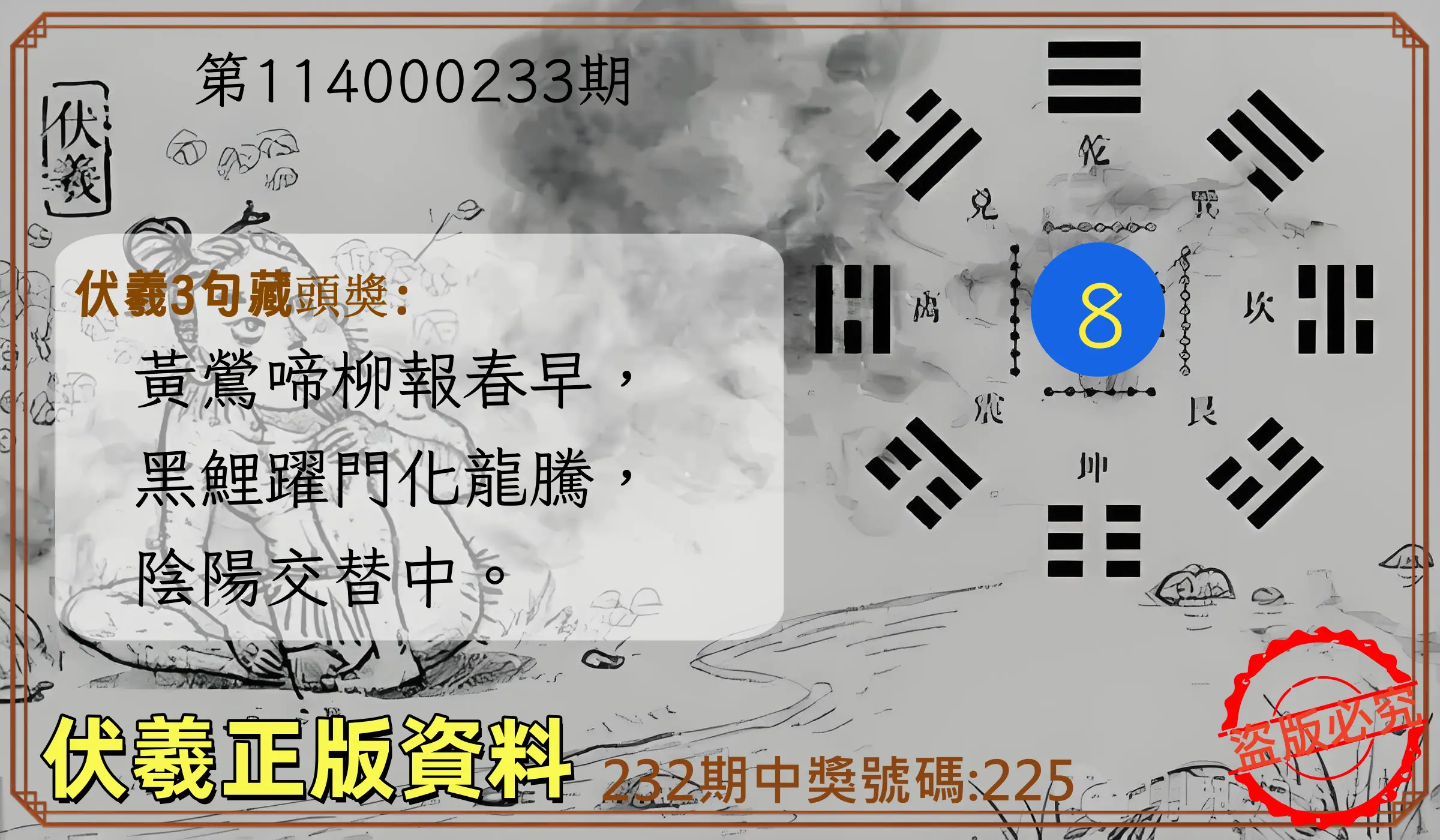 3星彩第114000233期(09/25)伏羲正版資料
