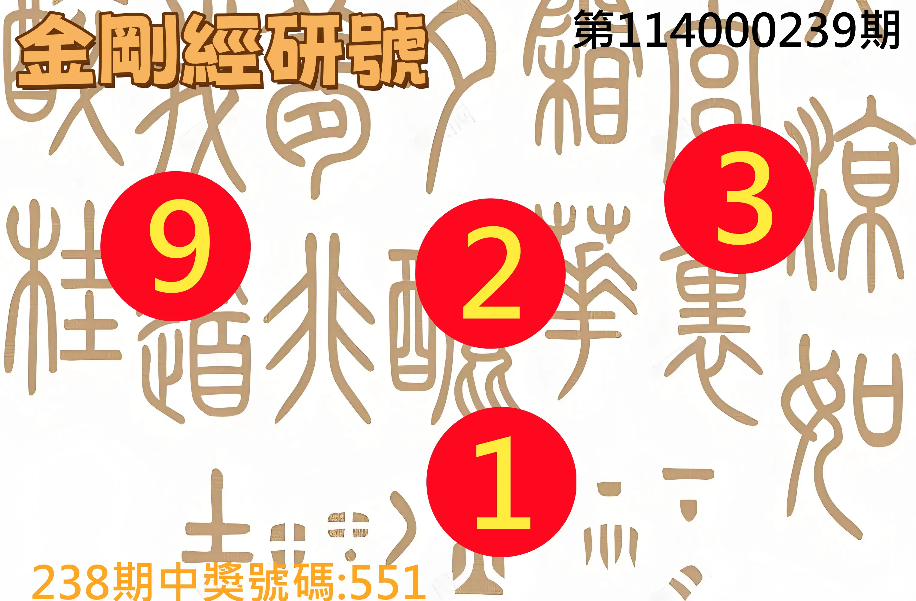 3星彩第114000239期(10/02)金剛經研號