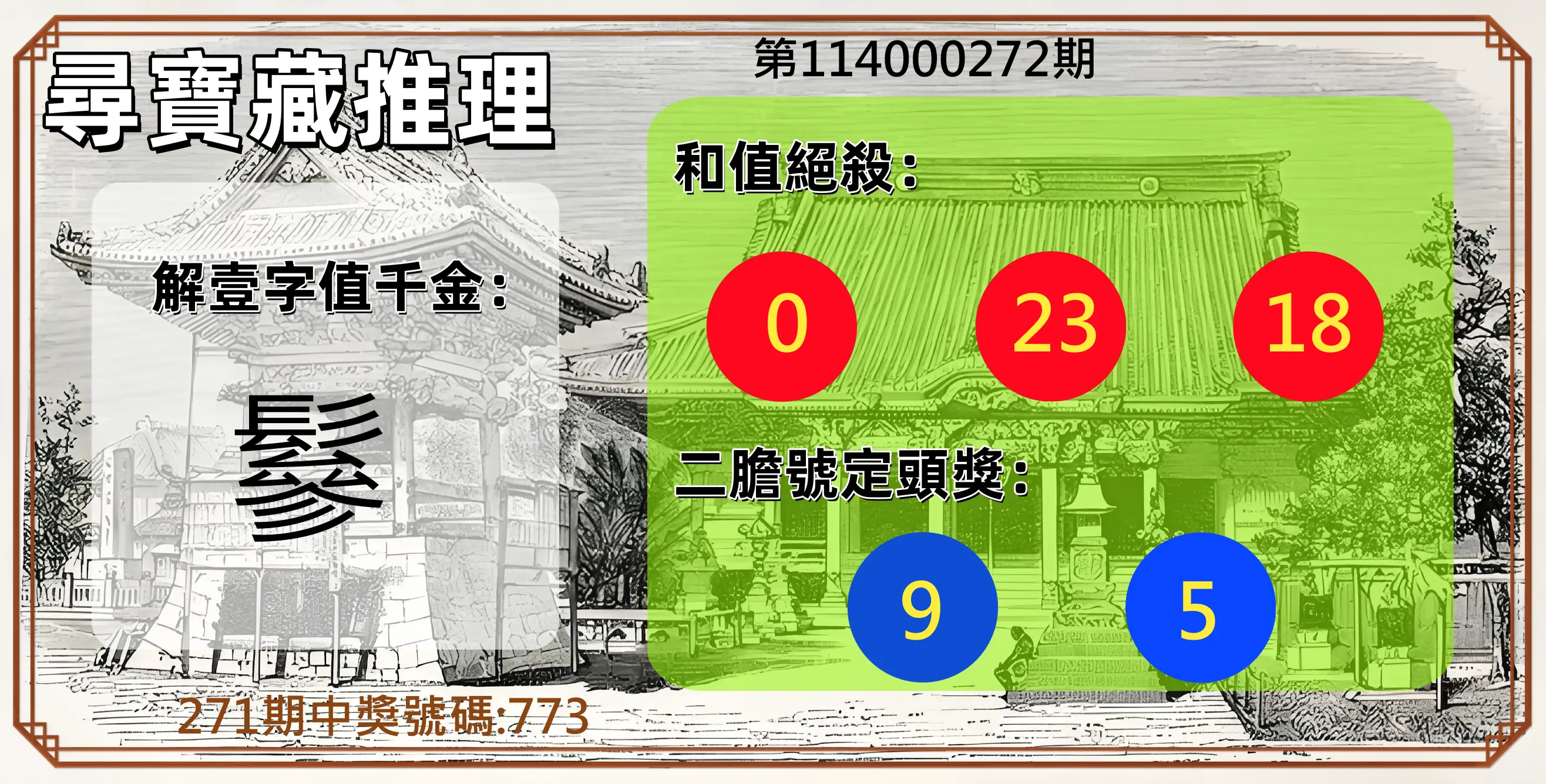 3星彩第114000272期(11/10)尋寶藏推理