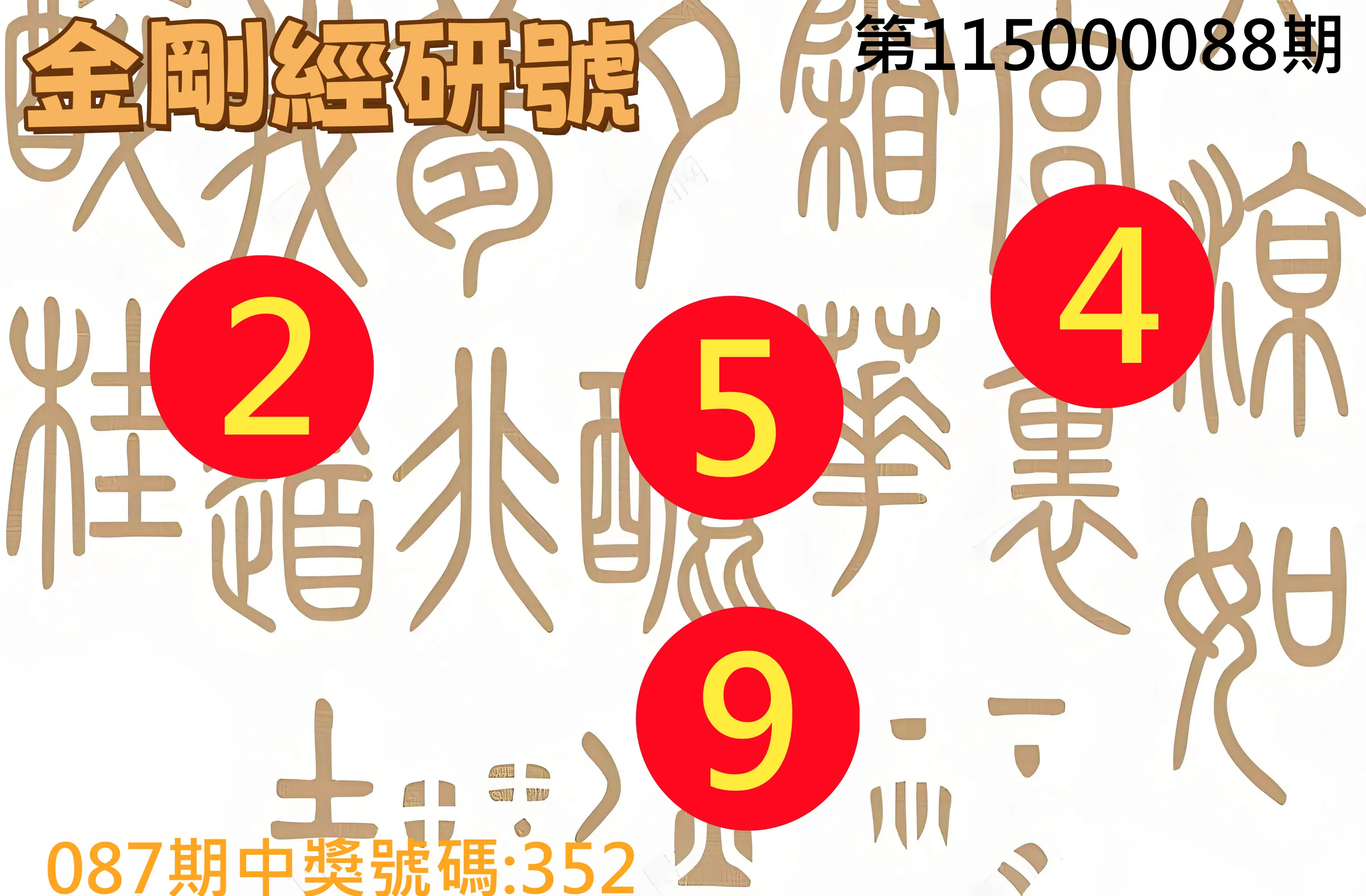 3星彩第115000088期(04/09)金剛經研號