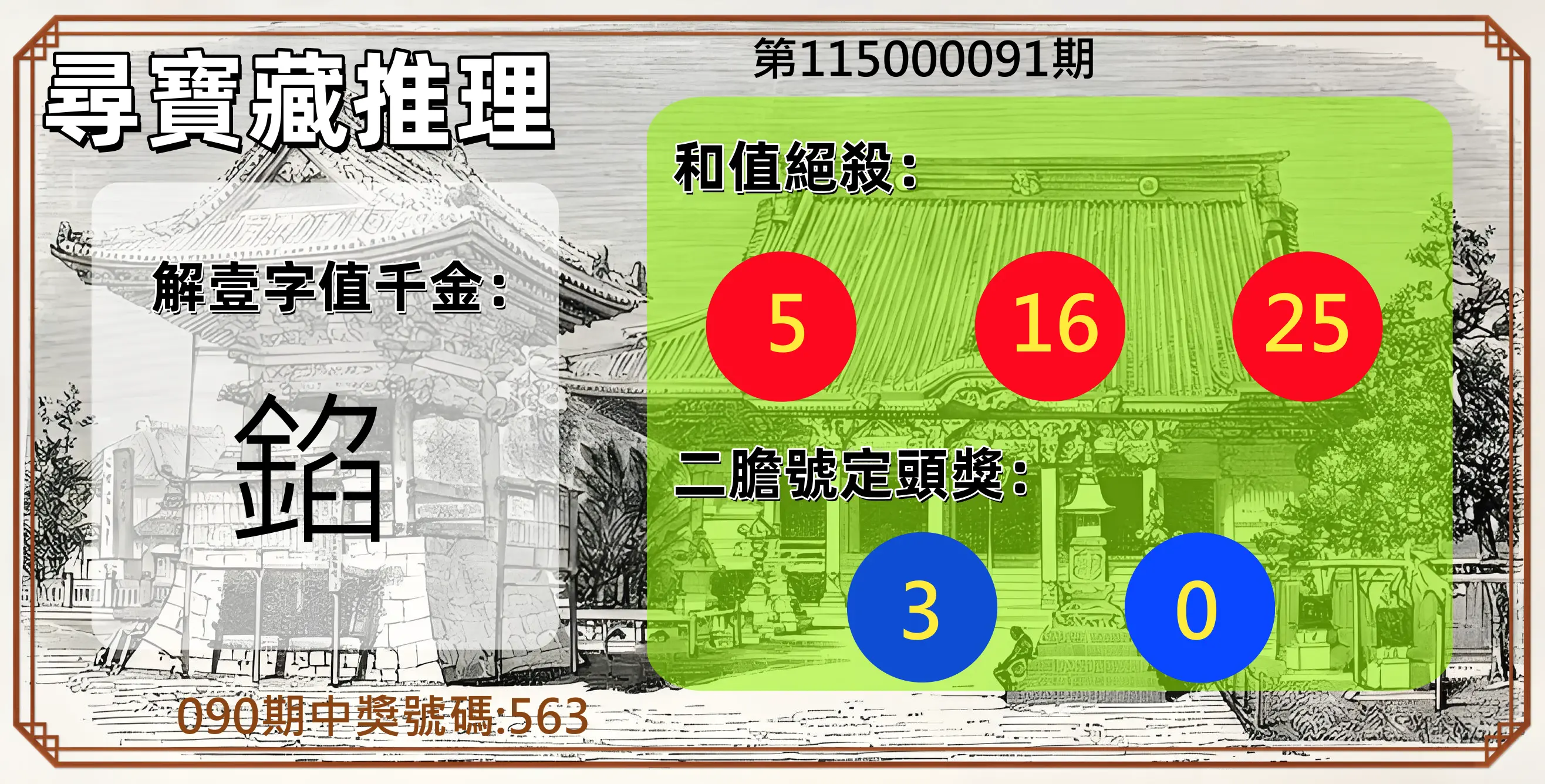 3星彩第115000091期(04/13)尋寶藏推理