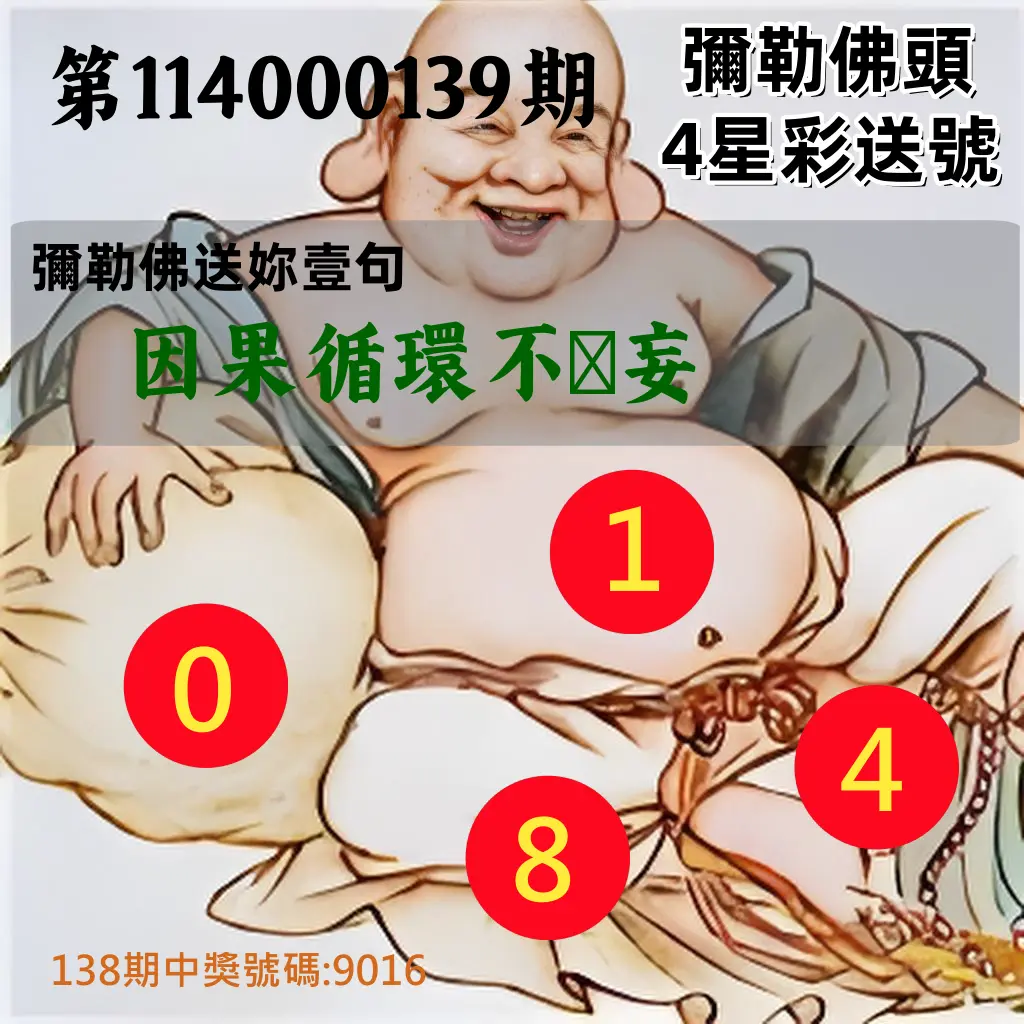 4星彩第114000139期彌勒佛頭4星彩送號