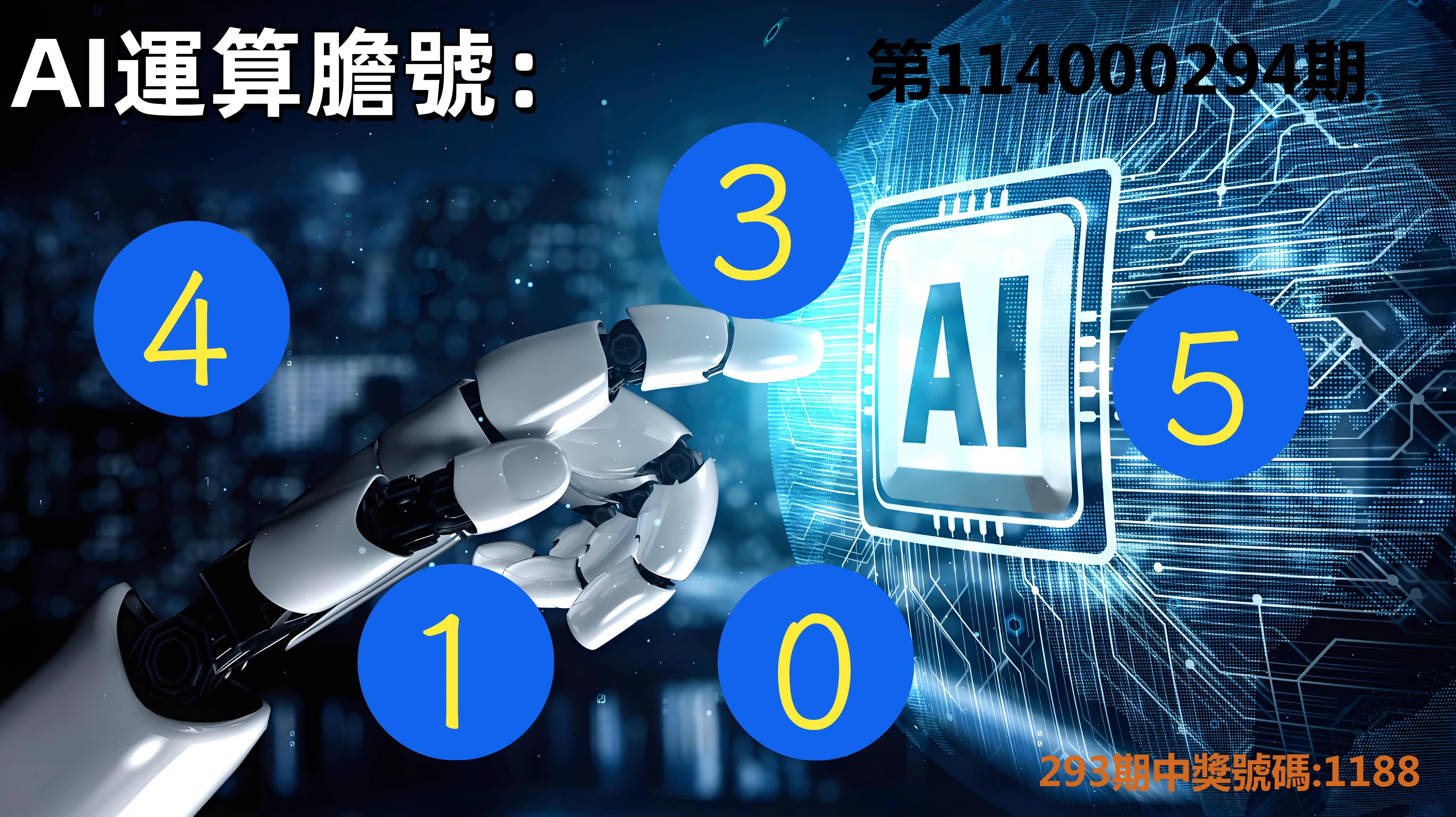 4星彩第114000294期(12/05)AI運算膽號