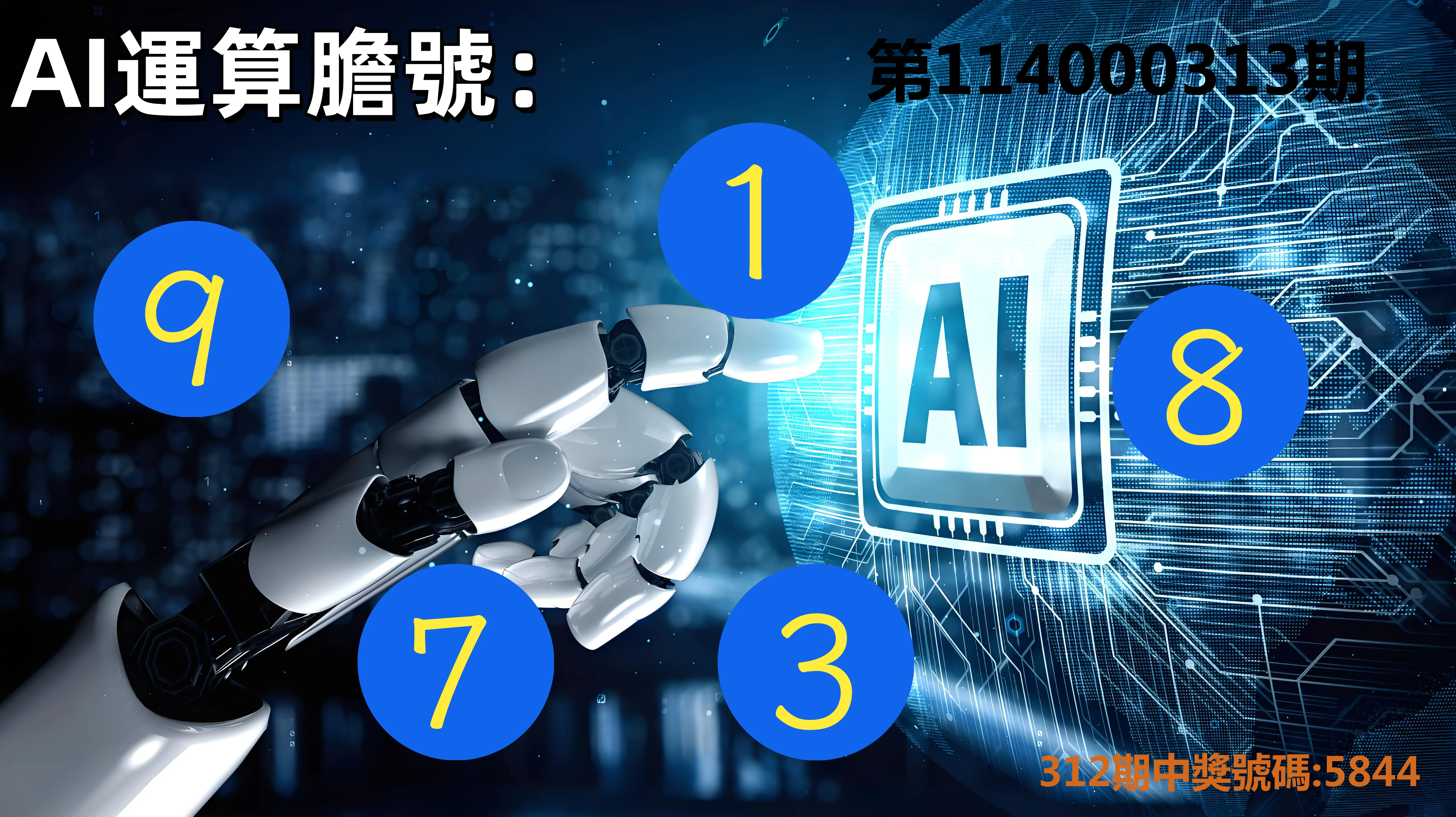 4星彩第114000313期(12/27)AI運算膽號