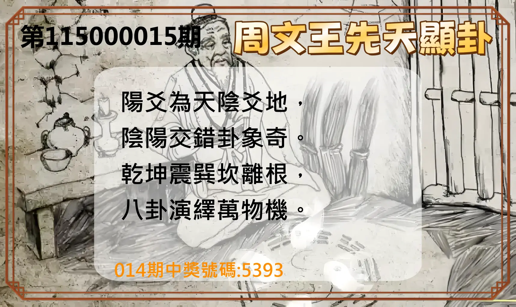 4星彩第115000015期(01/17)周文王先天顯卦