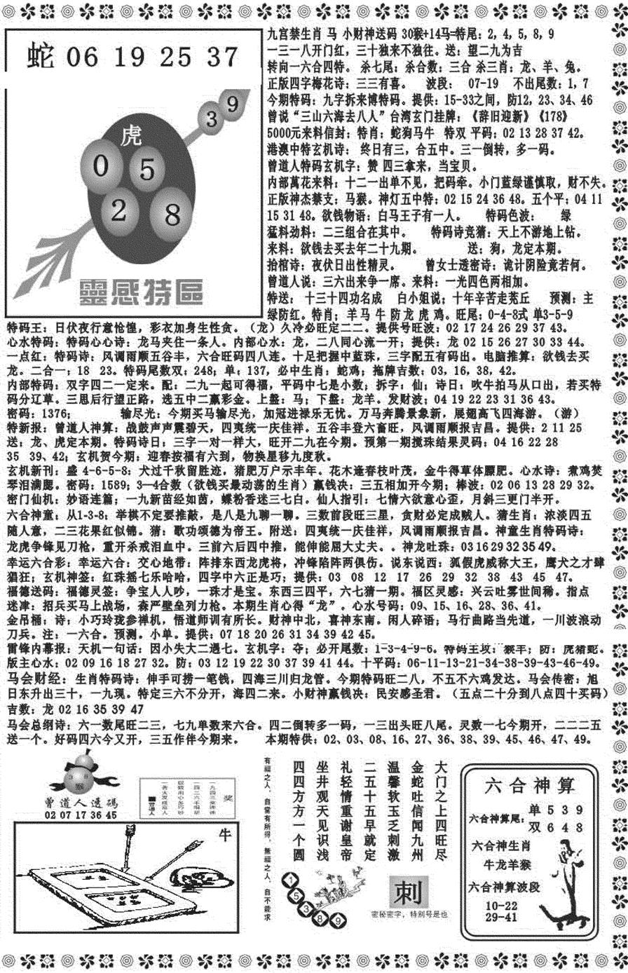 六合彩001期另版彩霸王综合B(黑白)