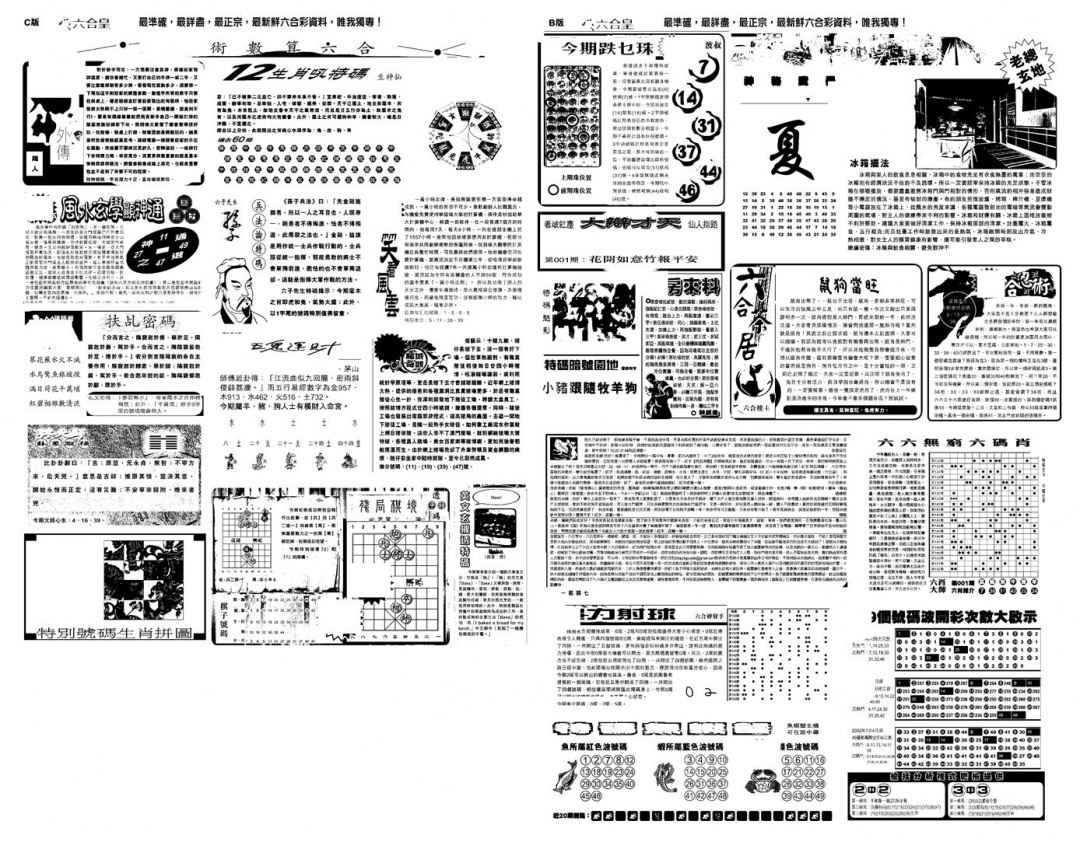 六合彩001期另版六合皇B(黑白)