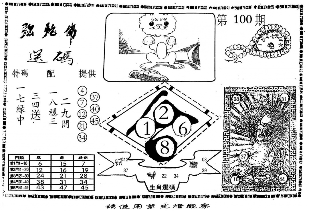 六合彩100期老弥驼?(黑白)