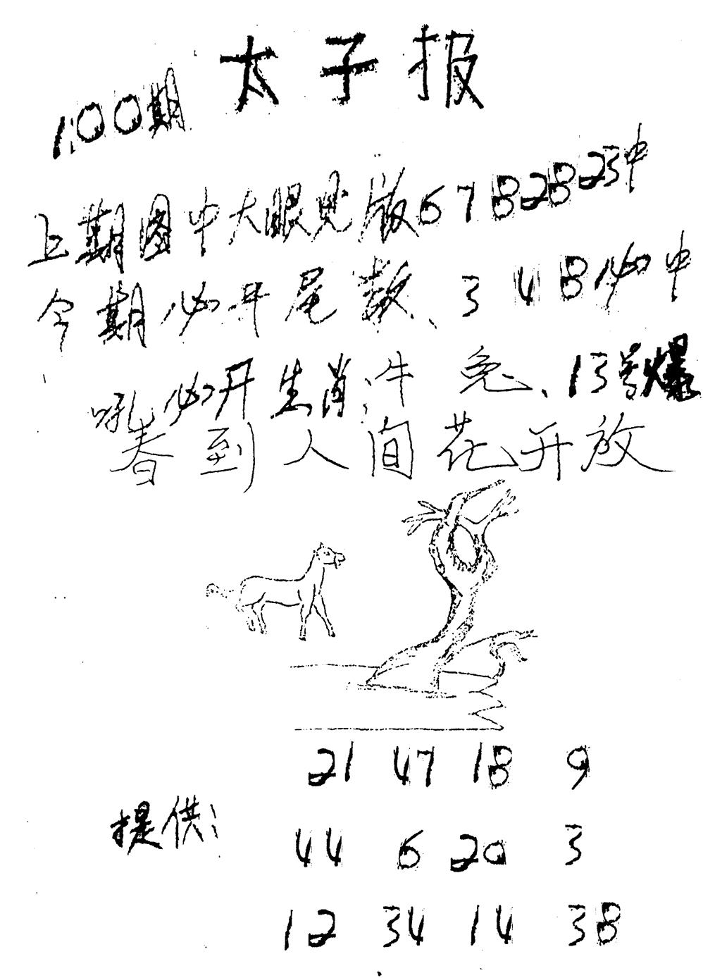 六合彩100期老版太子报(黑白)