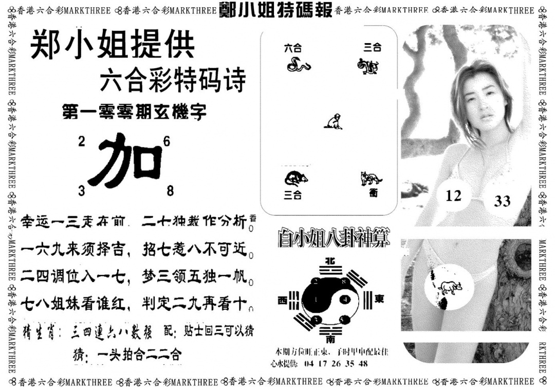 六合彩100期郑小姐特码报B(黑白)