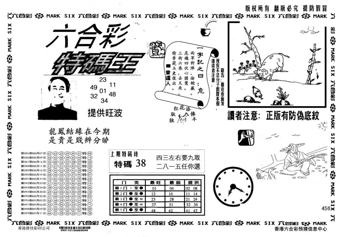 六合彩100期另版特码王(黑白)