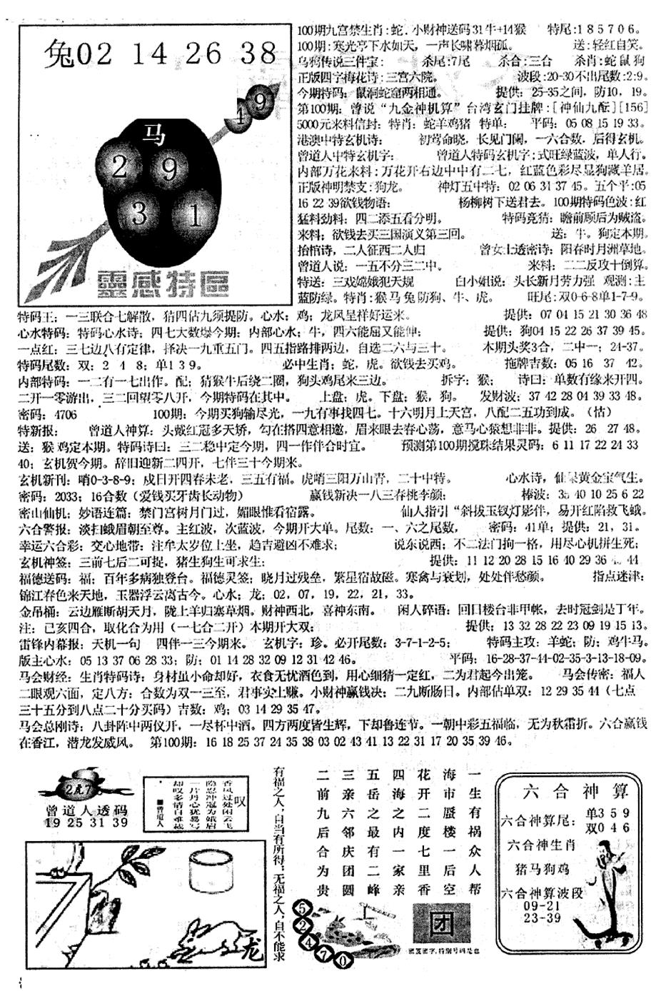 六合彩100期平西版彩霸王B(黑白)