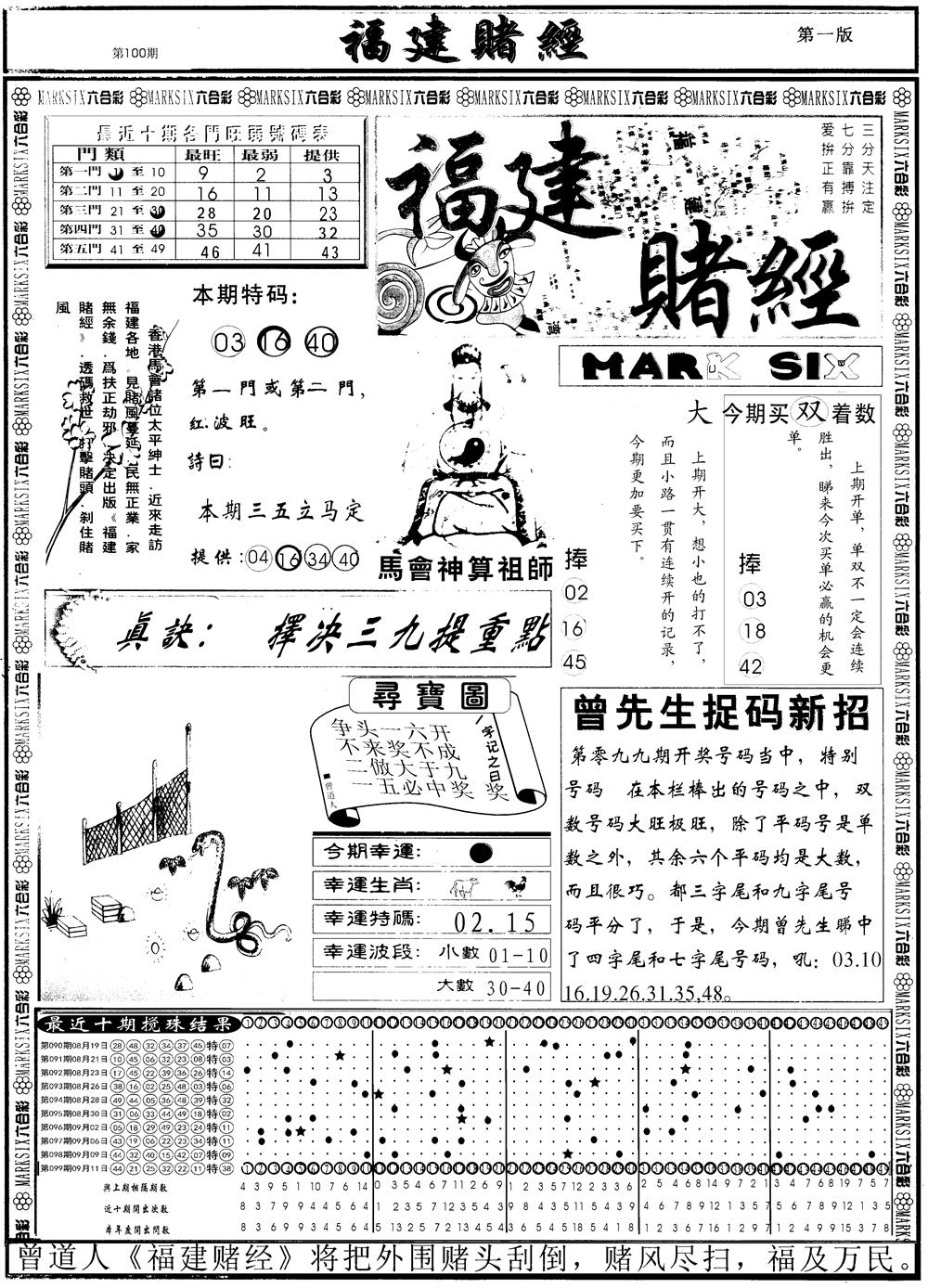 六合彩100期另福建赌经A(黑白)