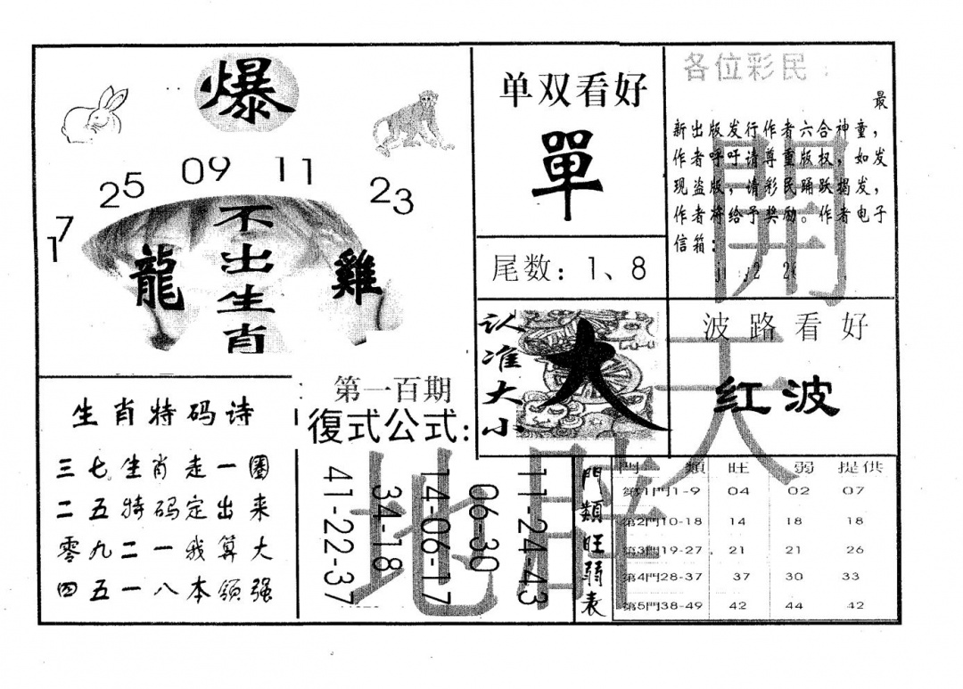 六合彩100期开天辟地(黑白)