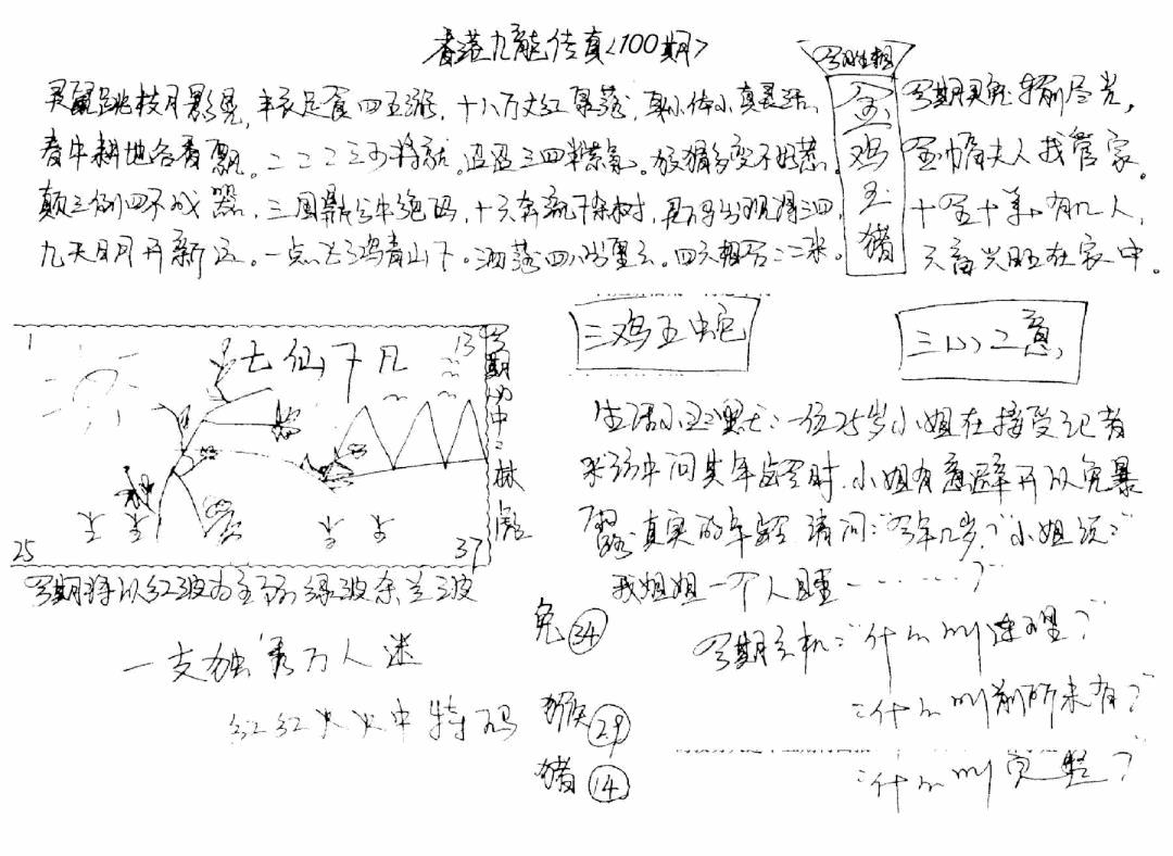 六合彩100期正版手写九龙(黑白)