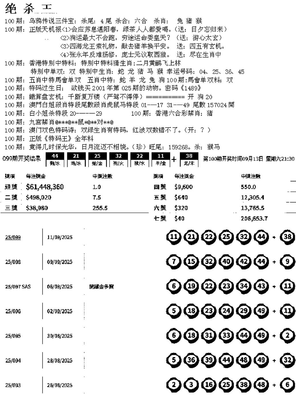 六合彩100期蓝天报B(黑白)