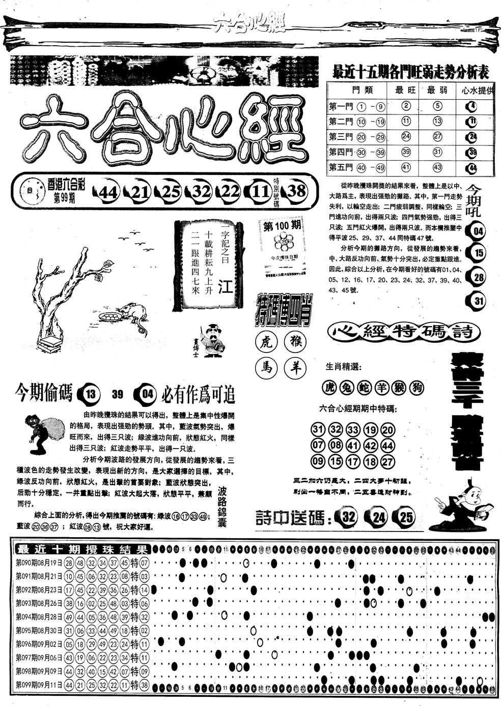 六合彩100期另版六合心经A(黑白)