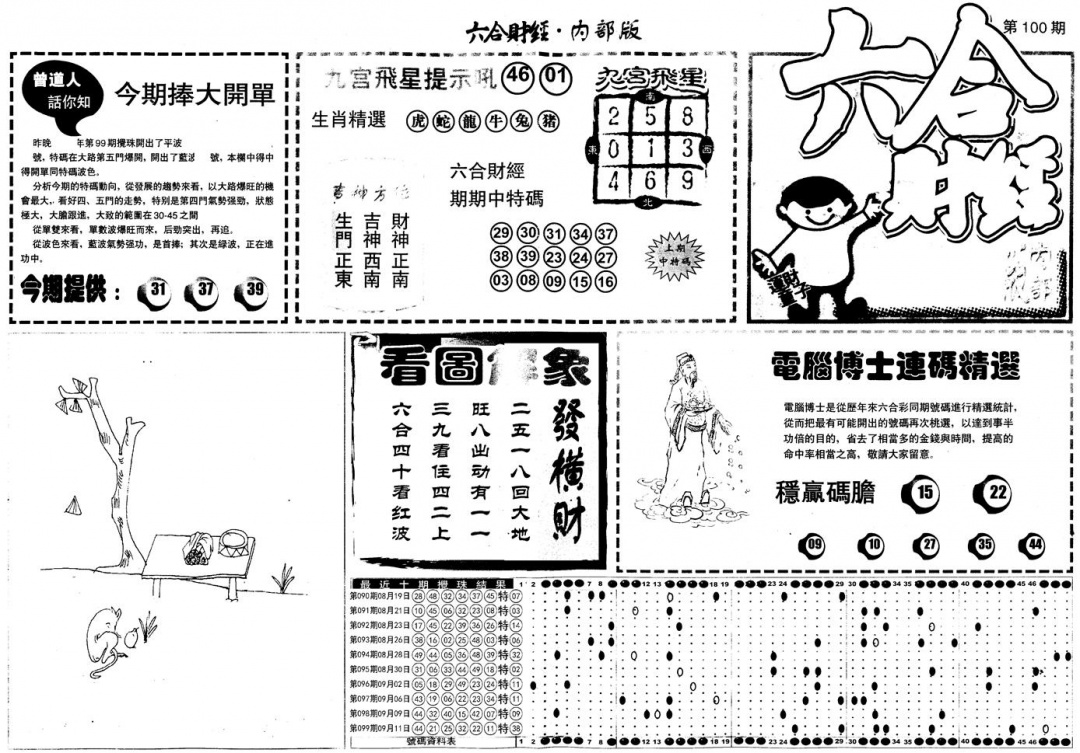 六合彩100期另版中财经A(黑白)