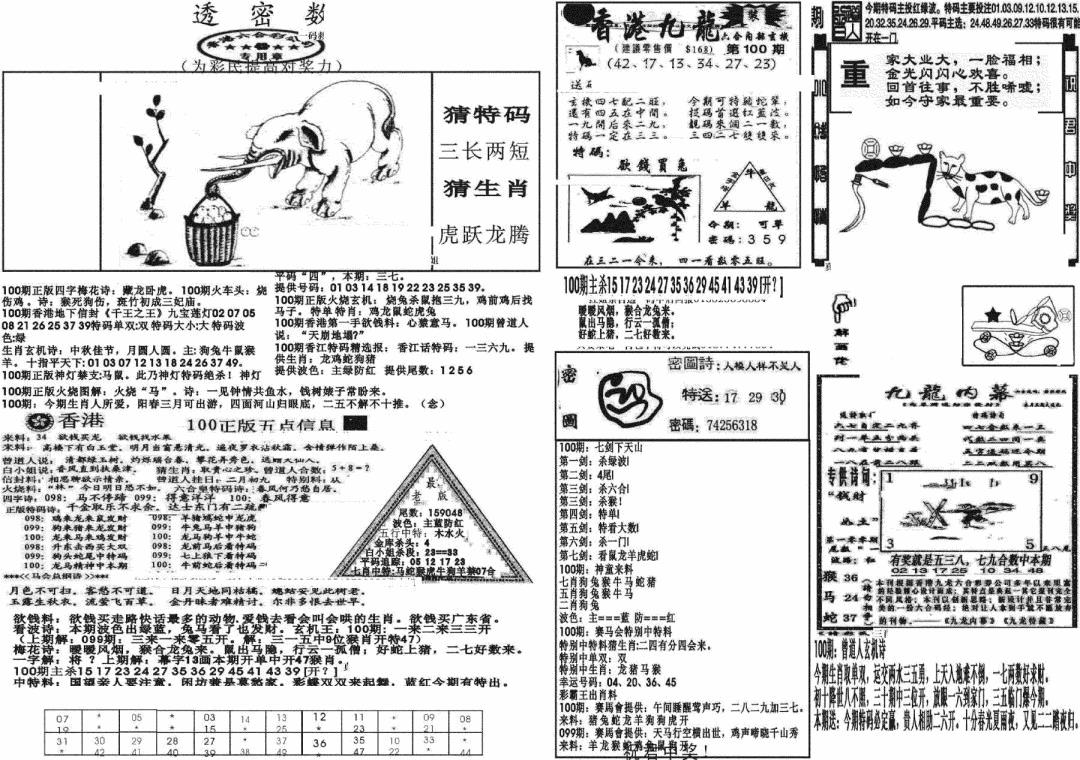 六合彩100期新透密数B(新)(黑白)