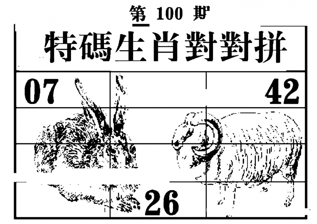六合彩100期特码生肖对对拼(黑白)