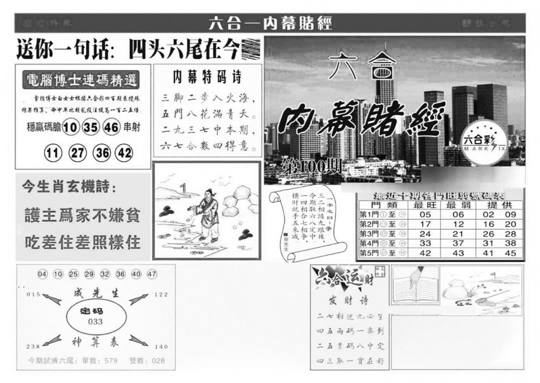 六合彩100期内幕赌经(特准)(黑白)