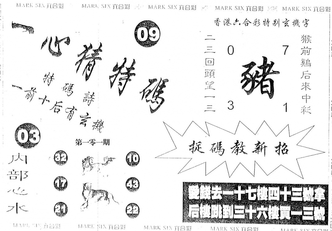 六合彩101期一心猜一码(黑白)
