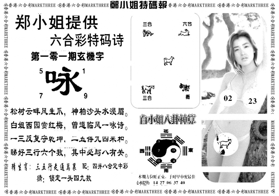 六合彩101期郑小姐特码报B(黑白)