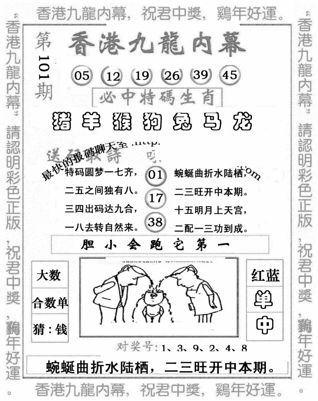六合彩101期九龙内幕七肖图(新图)(黑白)