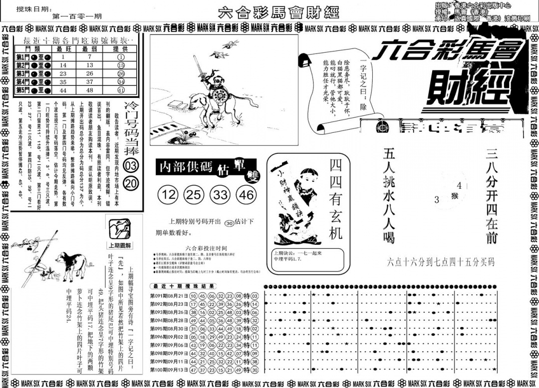 六合彩101期另版马会财经A(黑白)