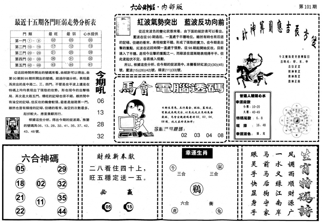 六合彩101期另版中财经B(黑白)