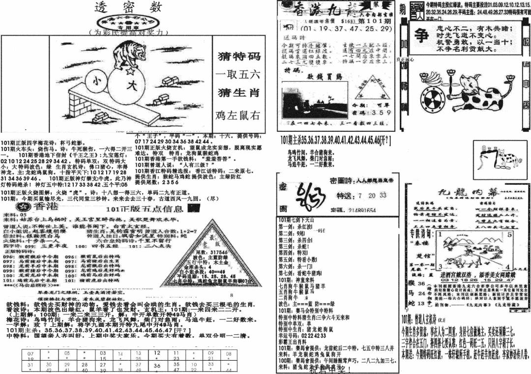 六合彩101期新透密数B(新)(黑白)
