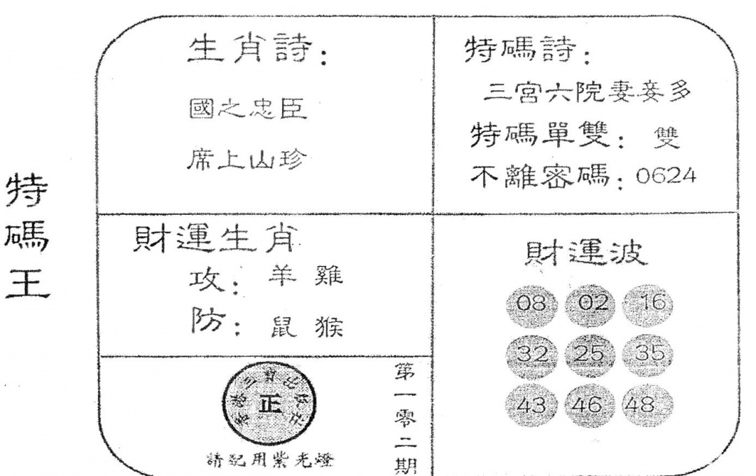 六合彩102期老版特码王(黑白)