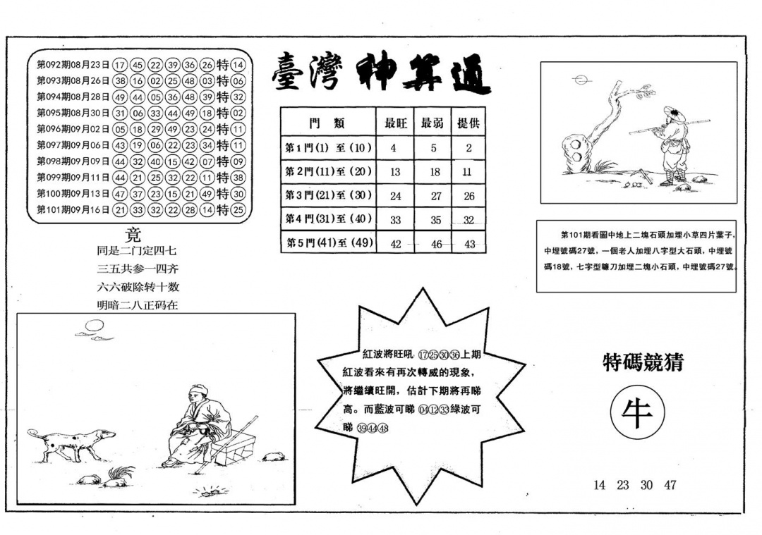 六合彩102期另台湾神算通(黑白)