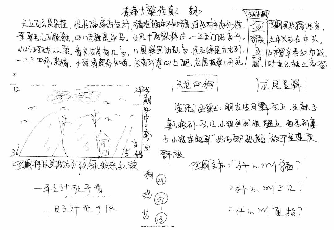 六合彩102期手写九龙内幕B(黑白)