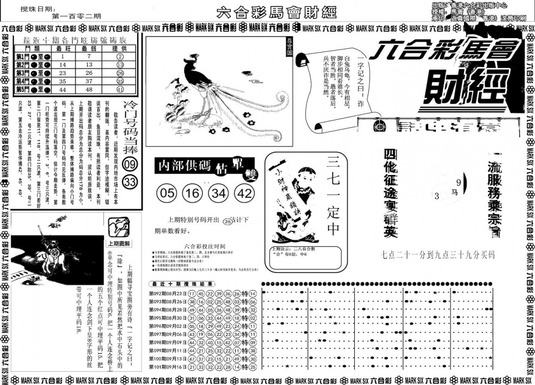 六合彩102期另版马会财经A(黑白)