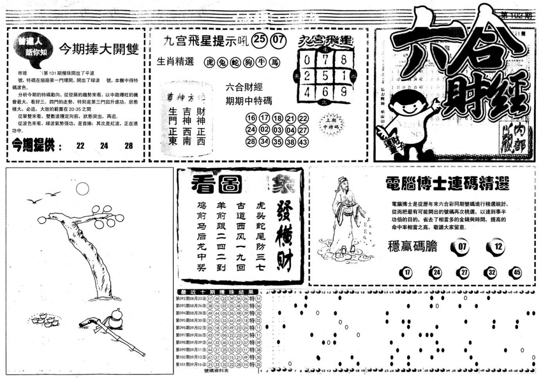 六合彩102期另版中财经A(黑白)
