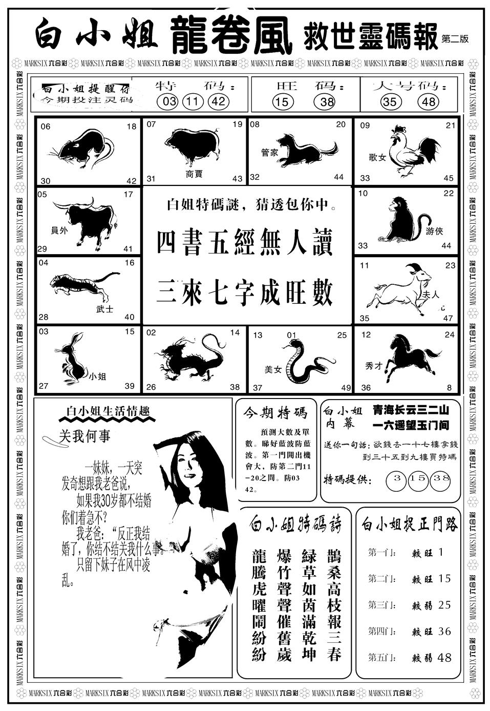 六合彩102期另版白姐龙卷风B(黑白)