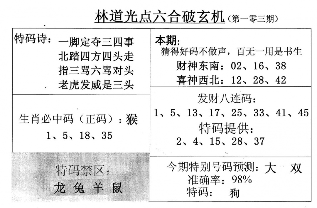 六合彩103期林道光(黑白)