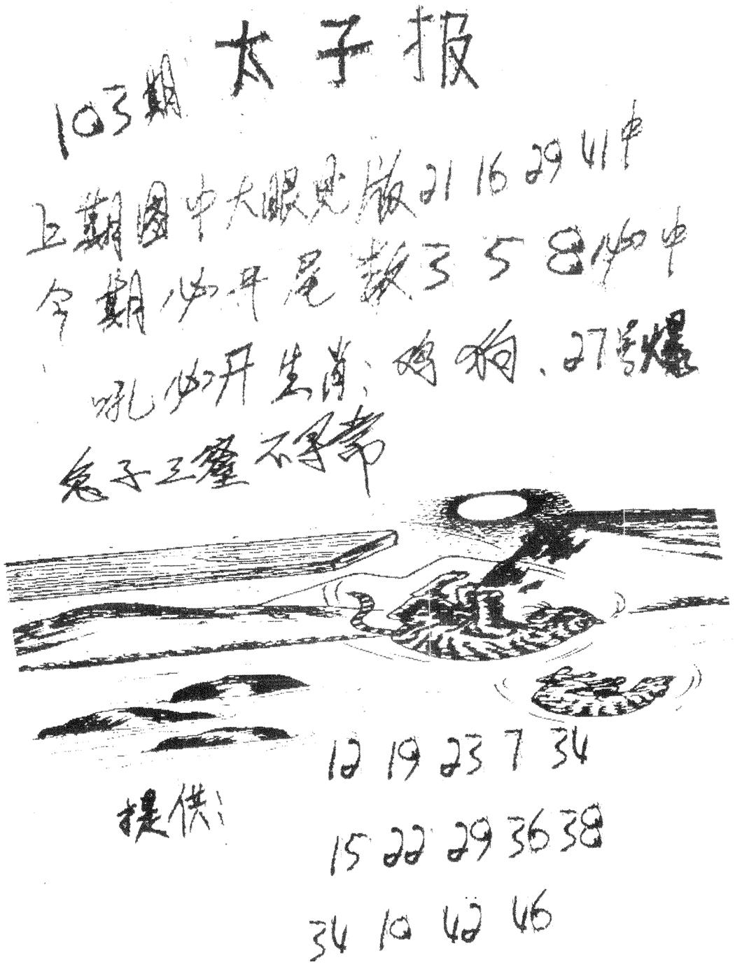 六合彩103期老版太子报(黑白)