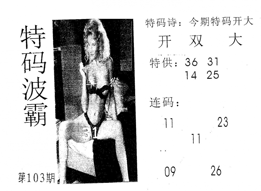 六合彩103期特码波霸(黑白)